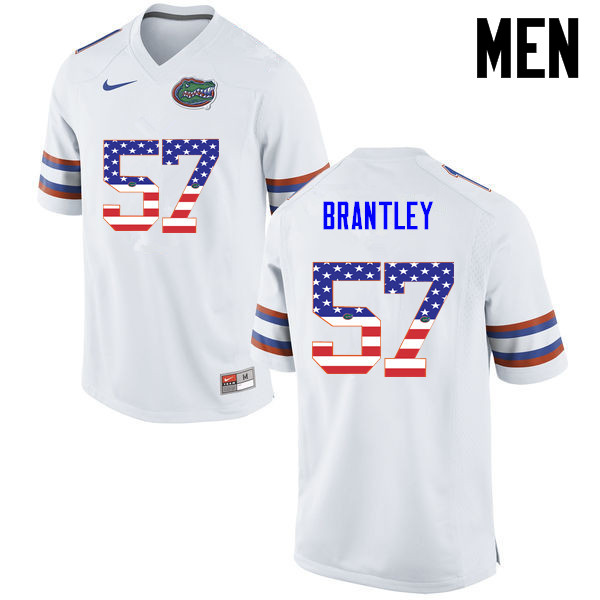 Men Florida Gators #57 Caleb Brantley College Football USA Flag Fashion Jerseys-White